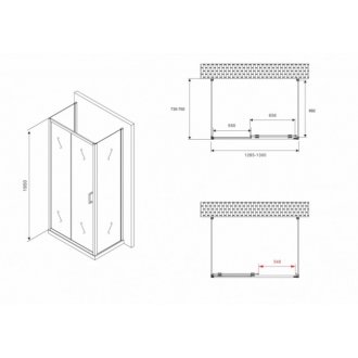 Душевой уголок Abber Schwarzer Diamant AG30130B-S75B-S75B 130x75