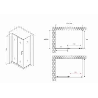 Душевой уголок Abber Schwarzer Diamant AG30130B5-S50B5 130x50