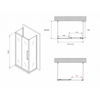 Душевой уголок Abber Schwarzer Diamant AG30150BH-S60B-S60B 150x60