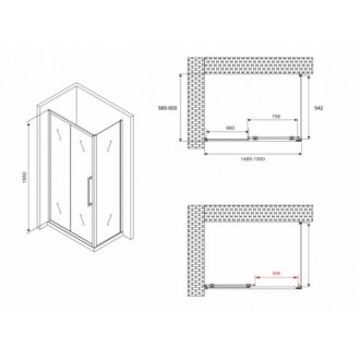 Душевой уголок Abber Schwarzer Diamant AG30150BH-S60B 150x60