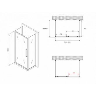 Душевой уголок Abber Schwarzer Diamant AG30160BH-S50B-S50B 160x50