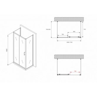 Душевой уголок Abber Schwarzer Diamant AG30170B-S80B-S80B 170x80