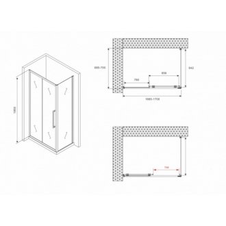 Душевой уголок Abber Schwarzer Diamant AG30170BH-S70B 170x70