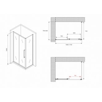 Душевой уголок Abber Schwarzer Diamant AG30170BMH-S80BM 170x80