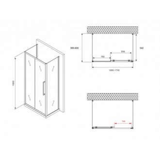 Душевой уголок Abber Schwarzer Diamant AG30170MH-S60M-S60M 170x60