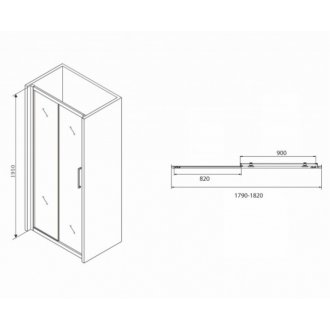 Душевая дверь Abber Schwarzer Diamant AG30180BH 180 см