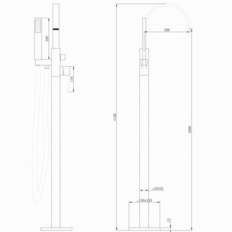 Смеситель для ванны Abber Wasserfall AF8615B, цвет черный матовый