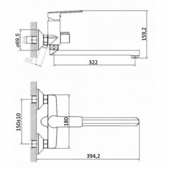 Смеситель для ванны Agger Clean A2421100