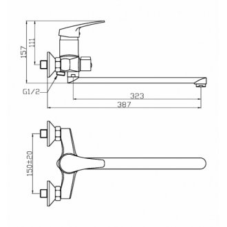 Смеситель для ванны Agger Exact A2121100