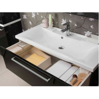 Мебель для ванной Акватон Турин 100 см белый глянец с серебристыми панелями