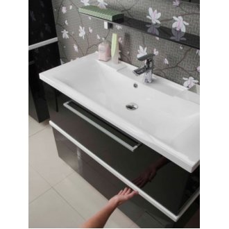 Мебель для ванной Акватон Турин 100 см белый глянец с серебристыми панелями