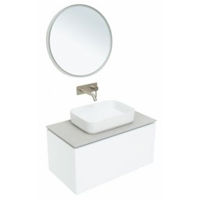 Мебель для ванной Allen Brau Infinity 85 см сплошной фасад белый