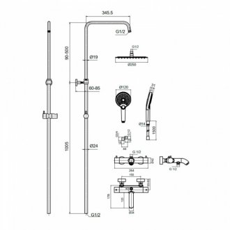 Душевая стойка AQUAme AQM8008CR