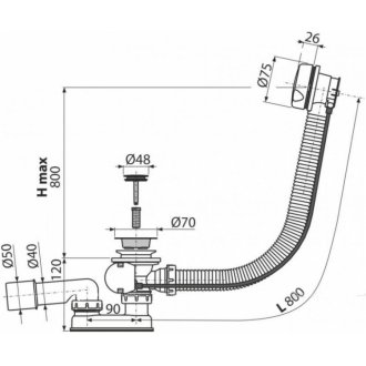 Слив-перелив для ванны Aquanet A51B-80 80 см