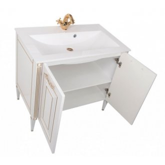 Мебель для ванной Aquanet Паола 90 белая патина золото
