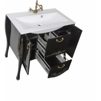 Мебель для ванной Aquanet Виктория 90 черный глянец/золото