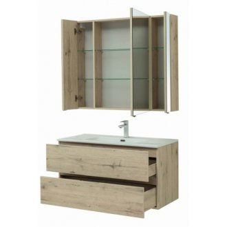 Мебель для ванной Aquanet Алвита New 100 с ящиками дуб веллингтон белый