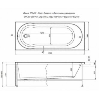 Ванна акриловая Aquanet Light 170x70