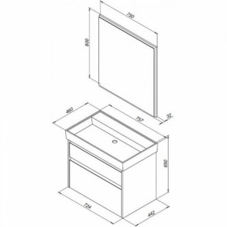 Мебель для ванной Aquanet Nova Lite 75 2 ящика дуб рошелье