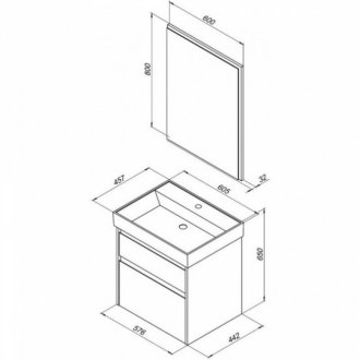 Мебель для ванной Aquanet Nova Lite 60 2 ящика дуб рошелье