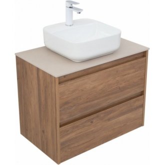 Мебель для ванной со столешницей Aquanet Nova Lite 75 2 ящика дуб шоколадный