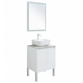 Мебель для ванной со столешницей Aquanet Nova Lite 60 2 дверцы белый глянец
