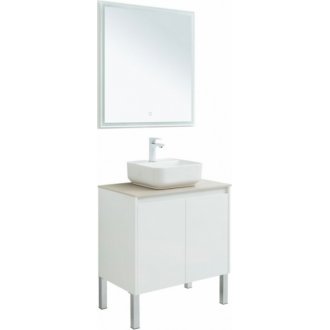 Мебель для ванной со столешницей Aquanet Nova Lite 75 2 дверцы белый глянец