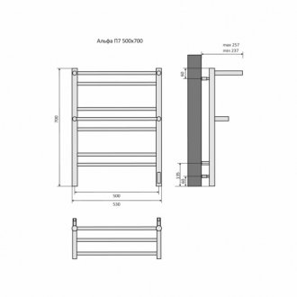 Полотенцесушитель электрический Aquatek Альфа П7 500х700 quick touch, хром