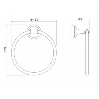 Полотенцедержатель кольцо Aquatek Классик AQ4512PG