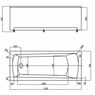 Ванна Aquatek Либра New 170x70 с фронтальным экраном, слив слева