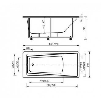 Ванна Aquatek Либра 150x70 с фронтальным экраном, слив слева