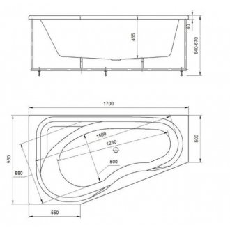 Ванна Aquatek Медея 170x95 правая