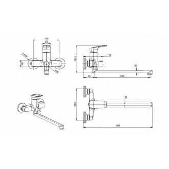 Смеситель для ванны Aquatek Вега AQ1033CR