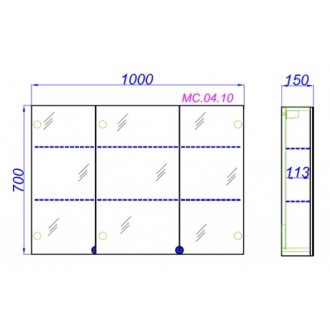 Зеркало-шкаф Aqwella МС.04.10