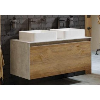 Мебель для ванной Aqwella Mobi 120 бетон светлый фасад дуб балтийский