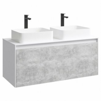 Мебель для ванной Aqwella Mobi 120 белая фасад бетон светлый