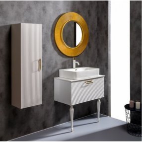 Мебель для ванной Armadi Art Vallessi Avangarde Linea 80 белая/золото с ножками, со столешницей