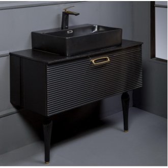 Мебель для ванной Armadi Art Vallessi Avangarde Linea 100 черная/ золото с раковиной 875, с ножками
