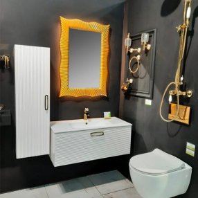 Мебель для ванной Armadi Art Vallessi Avantgarde Linea 100 белая/золото