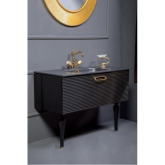 Мебель для ванной Armadi Art Vallessi Avantgarde Linea 80 черная/золото с ножками
