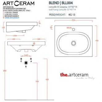 Раковина ArtCeram Blend BLL004