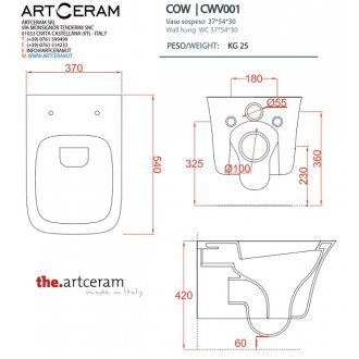 Унитаз подвесной ArtCeram Cow CWV001 цвет черно-белый