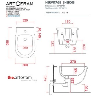 Биде подвесное ArtCeram Hermitage HEB003 цвет белый