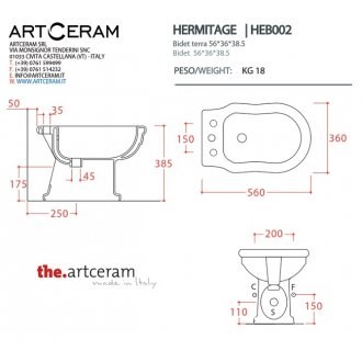 Биде приставное ArtCeram Hermitage HEB002 цвет черный
