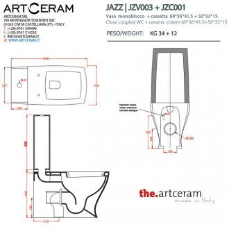Унитаз напольный ArtCeram Jazz JZV003 цвет белый