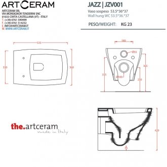 Унитаз подвесной ArtCeram Jazz JZV001 цвет черно-белый