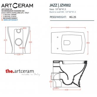 Унитаз приставной ArtCeram Jazz JZV002 цвет черный