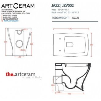 Унитаз приставной ArtCeram Jazz JZV002 цвет белый матовый