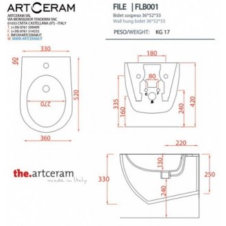 Биде подвесное ArtCeram File 2.0 FLB001 цвет avio