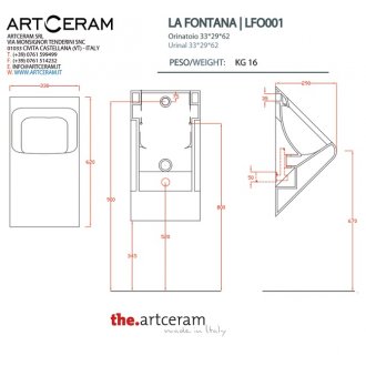 Писсуар настенный ArtCeram La Fontana LFO001 цвет белый с черным декором